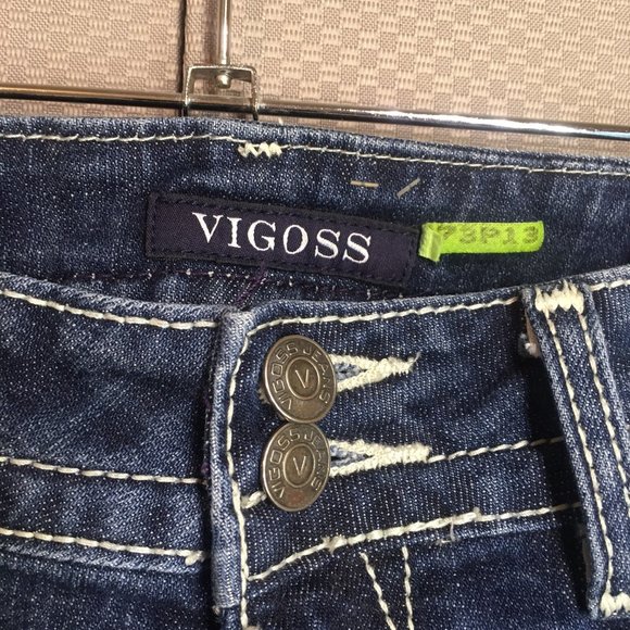 Vigoss The Chelsea Jeans Size 30x33 Boot Cut Embellished Denim Low Rise - Picture 4 of 12